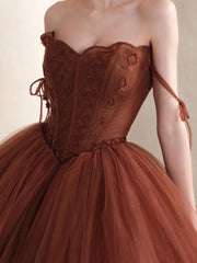 Unique tulle beads long prom dress, tulle formal dress