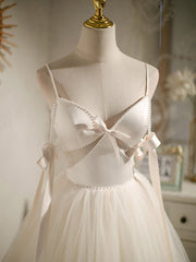 Beige Aline  tulle short prom dress beige tulle homecoming dress