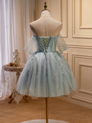 Light Green Sweetheart Beaded Tulle Party Dress, Green Homecoming Dresses