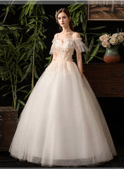 Lovely White Tulle with Lace Off Shoulder Party Dress, White Straps Long Sweet 16 Dress