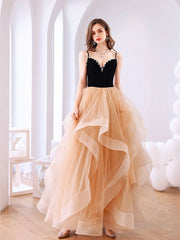 Champagne sweetheart neck long prom dress, backless sweet 16 dress