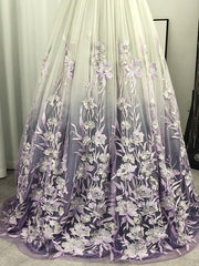A-Line/Princess V-neck Tulle Applique Sleeveless Floor-Length Prom Dresses KS6803