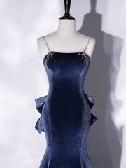 Unique Mermaid Velvet Long Prom Dresses, Velvet Formal Evening Dresses