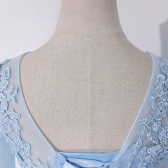 Light Blue Layers Tulle with Lace Princess Gown, Short Sleeves Ball Gown Sweet 16 Dress
