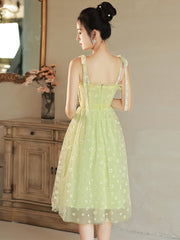 Light Green Tulle Beaded Short Evening Dress, Green Tulle Prom Dress