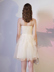 Champagne Mini/Short Prom Dresses, Cute Champagne Homecoming Dresses