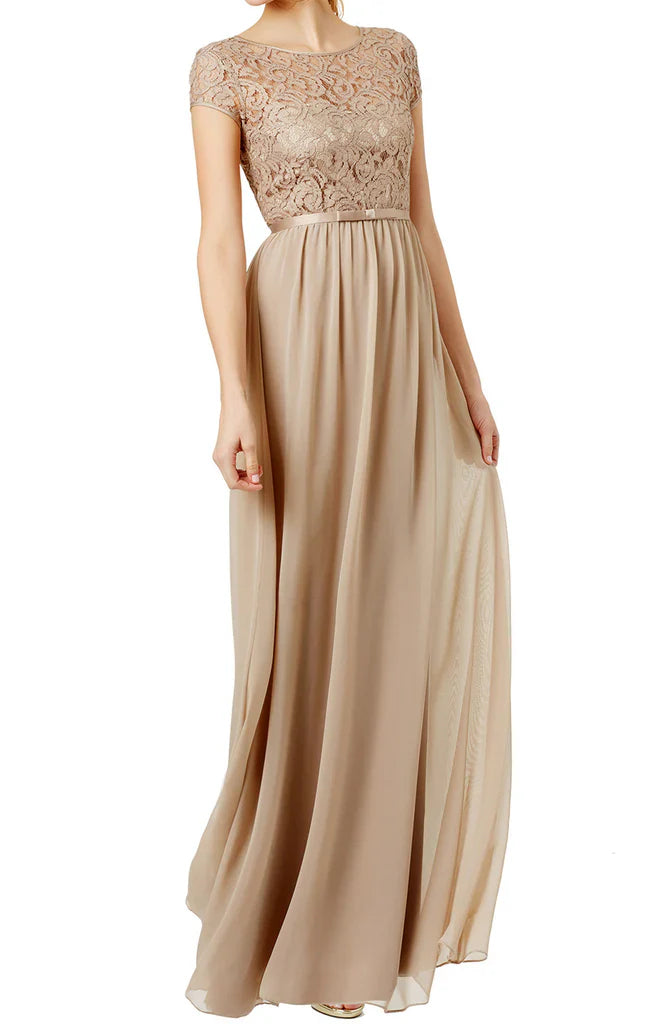 Sleeves Lace Chiffon Long Mother of the Brides Dress
