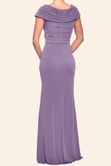 Sleeves V neck Long Mother of the Brides Dress