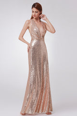 Sheath/Column Sequined V-neck Sexy Prom Dress With Sequins