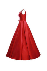 Simple V-Neck Bowknot Lace-Up Bridesmaid Dress