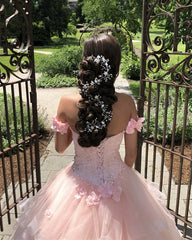 Off The Shoulder Organza Ball Gowns Sweetheart Quinceanera Dresses Lace Applique