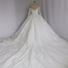 Off The Shoulder Royal Train Lace Wedding Dresses Ball Gowns