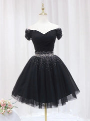 Off the Shoulder Tulle Red Short Prom Dresses Lace Up