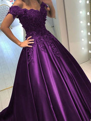 Off Shoulder Green/Purple Lace Prom Dresses, Off the Shoulder Long Lace Formal Evening Dresses