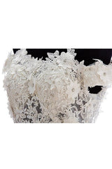 Off-Shoulder Knee Length Organza Lace Homecoming Dress With Beads TR0140