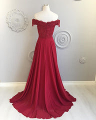 Off The Shoulder Floor Length Burgundy Lace Prom Dresses, Burgundy Off Shoulder Lace Bridesmaid Dresses