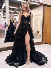Off the Shoulder Black Lace Long Prom Dresses, Off Shoulder Black Lace Long Formal Evening Dresses
