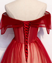 Off the Shoulder Burgundy Prom Dresses, Wine Red Off Shoulder Formal Graduation Dresses