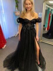 Off the Shoulder Champagne Black Gray Lace Prom Dresses, Off the Shoulder Long Lace Formal Evening Dresses