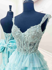 Off the Shoulder Purple Blue Layered Lace Prom Dresses, Off Shoulder Purple Blue Layered Lace Formal Evening Dresses
