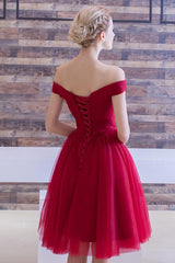 Off the Shoulder Purple Short Prom Dress, Off Shoulder Purple Wine Red Homecoming Dress, Purple Burgundy Formal Evening Dress