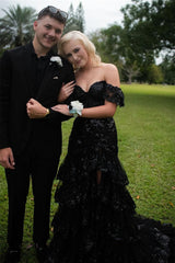 Red Sequin Tiered Mermaid Long Dress Slit Prom Dresses