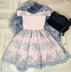 Off the Shoulder Short Lace Prom Dresses, Off Shoulder Short Lace Formal Graduation Dresses