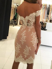 Off the Shoulder Short Lace Prom Dresses, Off the Shoulder Lace Graduation Homecoming Dresses
