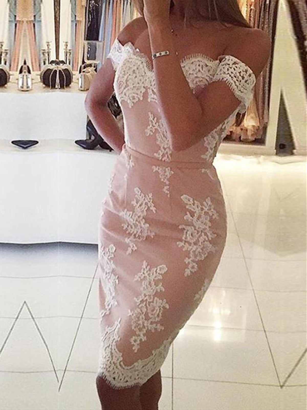 Off the Shoulder Short Lace Prom Dresses, Off the Shoulder Lace Graduation Homecoming Dresses