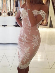 Off the Shoulder Short Lace Prom Dresses, Off the Shoulder Lace Graduation Homecoming Dresses