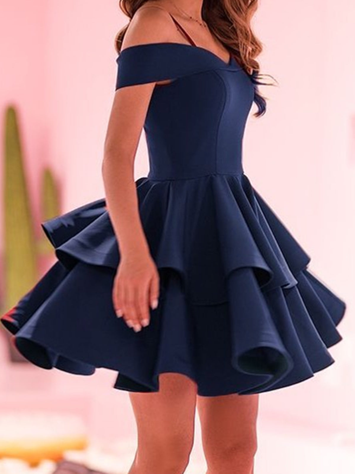 Off the Shoulder Short Navy Blue Red Prom Dresses, Short Dark Blue Red Graduation Homecoming Dresses