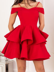Off the Shoulder Short Navy Blue Red Prom Dresses, Short Dark Blue Red Graduation Homecoming Dresses
