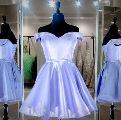 Off the Shoulder Short Purple Prom Dresses, Off Shoulder Short Purple Graduation Homecoming Dresses