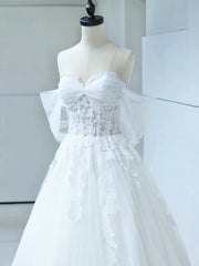 Off the Shoulder White Lace Wedding Dresses, White Lace Bridal Dresses