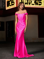 Corset Top Fitted Sheath Gown Hot Pink