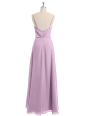 Spaghetti Strap High Low Chiffon Dresses with Bow-Wisteria
