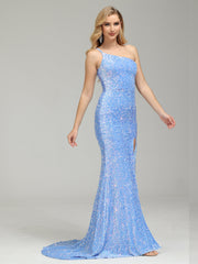 Gracelyn Elegant One Shoulder Sequin Prom Dress