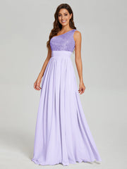 A-Line One Shoulder Sequins Prom Dresses With Split