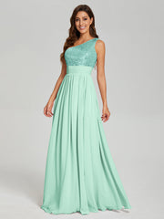 A-Line One Shoulder Sequins Prom Dresses With Split