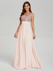 A-Line One Shoulder Sequins Prom Dresses With Split