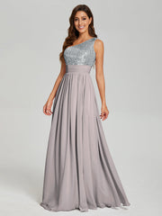 A-Line One Shoulder Sequins Prom Dresses With Split