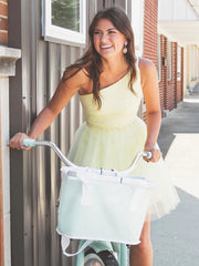 One Shoulder Yellow Blue Tulle Prom Dresses, One Shoulder Short Formal Homecoming Dresses