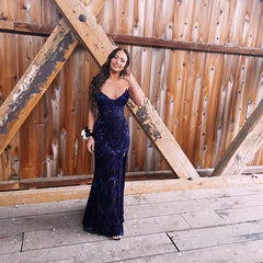 Vintage Purple Sequin Prom Dress Strapless Evening Dress Long Sheath Formal Dress HZ1024