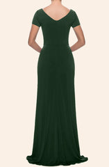 Sleeves V Neck Formal Mother of the Brides Dress