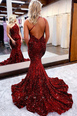 P1044 - One Shoulder Full Sequins Mermaid Sleeveless Prom Party Formal Dress