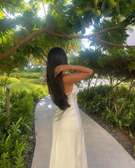 Sexy Mermaid Spaghetti Straps White Long Prom Dress P1051