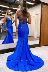 P1063 - Mermaid/Trumpet Straps Beads Sleeveless Prom Party Formal Dress