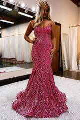 P1068 - Off-Shoulder Sweetheart Mermaid Glitter Sleeveless Party Formal Prom Dress