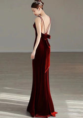 Sexy Mermaid Long Burgundy Prom Dress Evening Dresses P1097