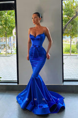 P1116 - Spaghetti Straps V-Neck Sleeveless Ruched Mermaid Prom Party Dress